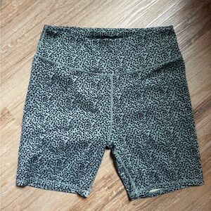 SOLD High-Waist Olive Green Leopard Print Bike Shorts